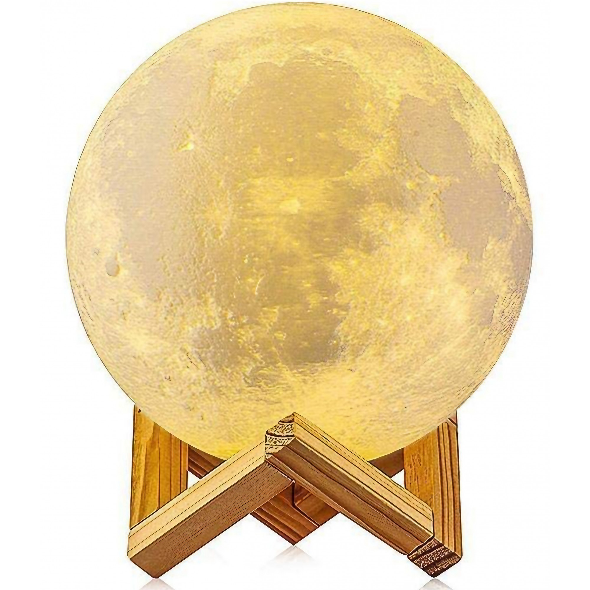 Lampa de veghe in forma de luna 3D Moon Light Multicolor, alimentare baterii, stand plastic inclus, 8 cm, - imagine 3