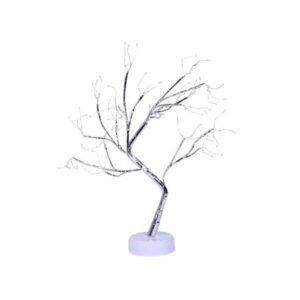Lampa de veghe LED cu baterii si USB, , Model Copac din cupru, Alb cald