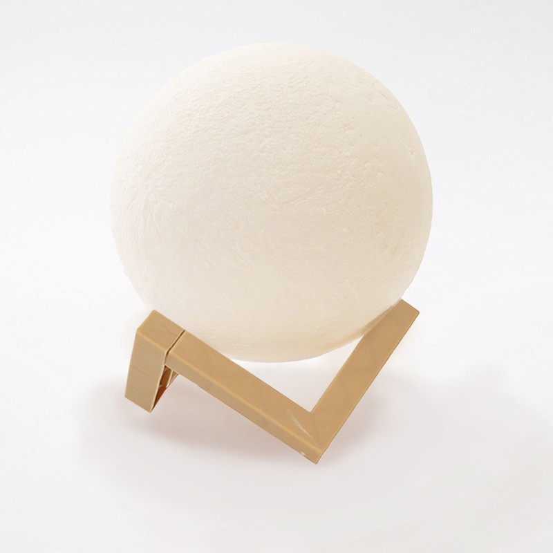 Lampa de veghe luna 3D Moon Light, lumina LED alb cald, alimentare baterii, fara acumulator, stand din plastic inclus, 12 cm, - imagine 3