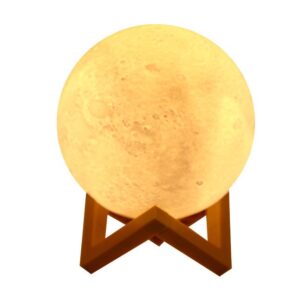 Lampa de veghe luna, culori, lumina LED alb cald,  alimentare baterii, stand din plastic, 15 cm,