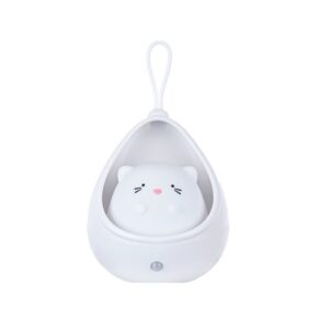 Lampa de Veghe, , Portabila, cu 2 Moduri de Functionare, Silicon Non-Toxic, Reincarcabila USB, Senzor Miscare, Model Pisica, Alb