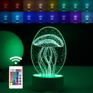 Lampa LED decorativa, , 3D, Meduza, din material acril si lumina multicolora, alb