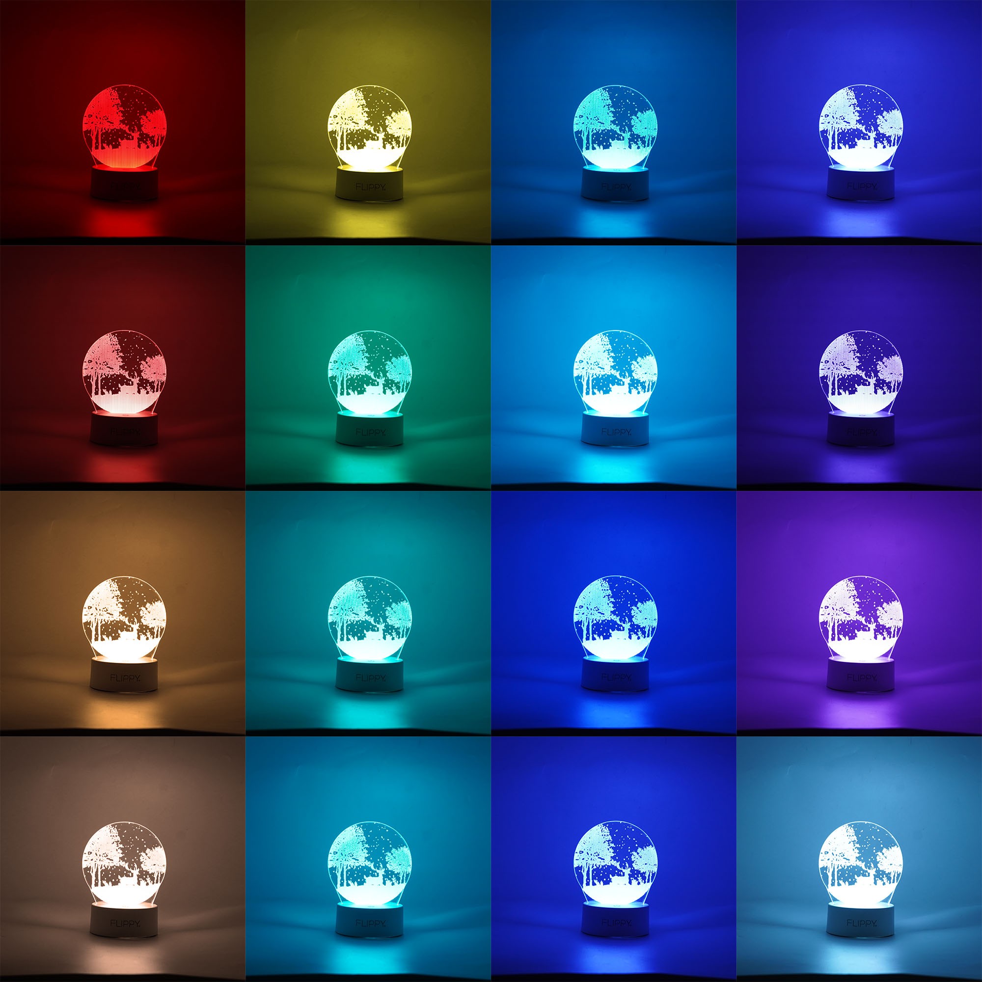 Lampa LED decorativa, , 3D, Peisaj de iarna, cu telecomanda, doua moduri de alimentare USB si baterii, 20 cm inaltime, din material acril si lumina multicolora, alb - imagine 2