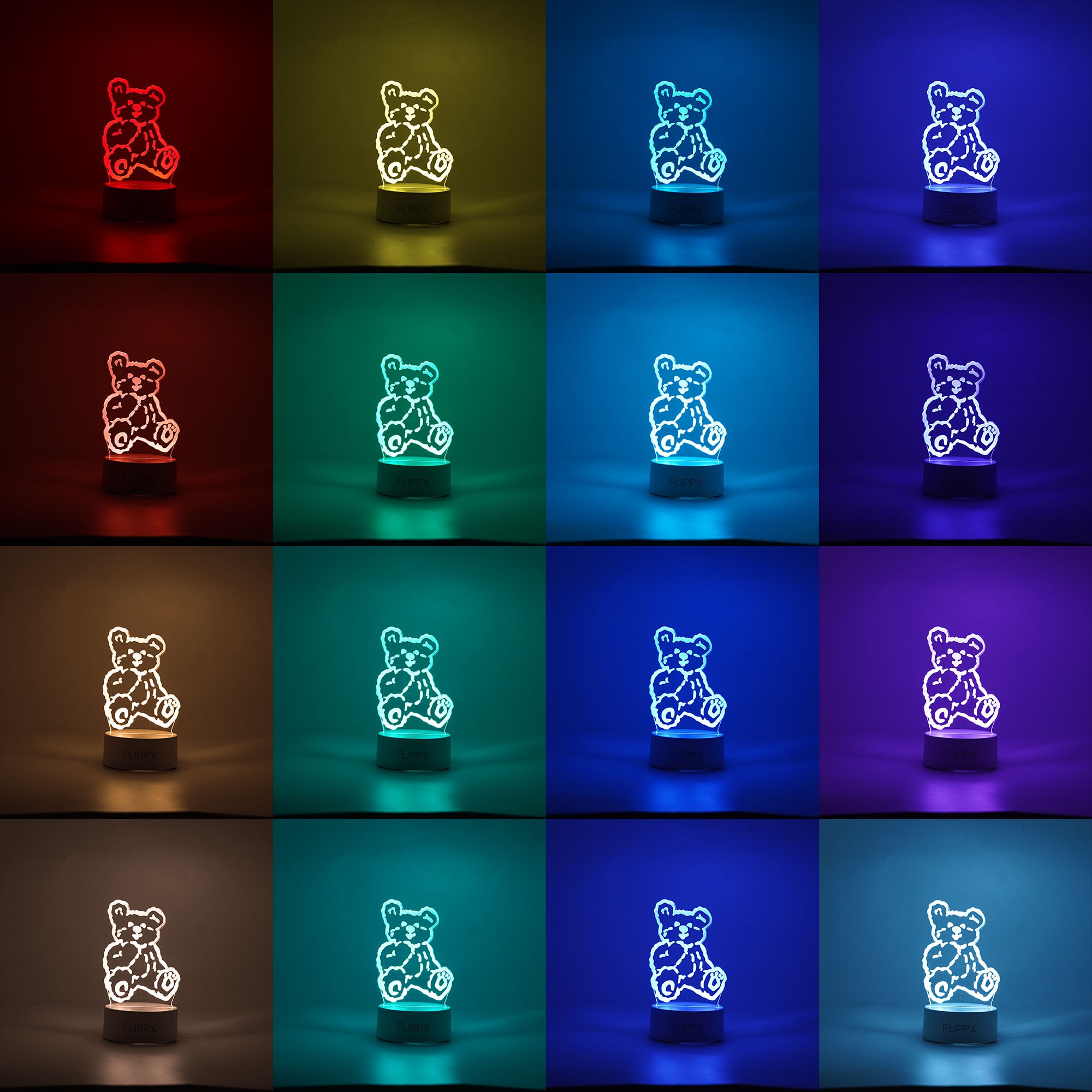 Lampa LED decorativa, , 3D, Ursulet, cu telecomanda, doua moduri de alimentare USB si baterii, 20 cm inaltime, din material acril si lumina multicolora, alb - imagine 2
