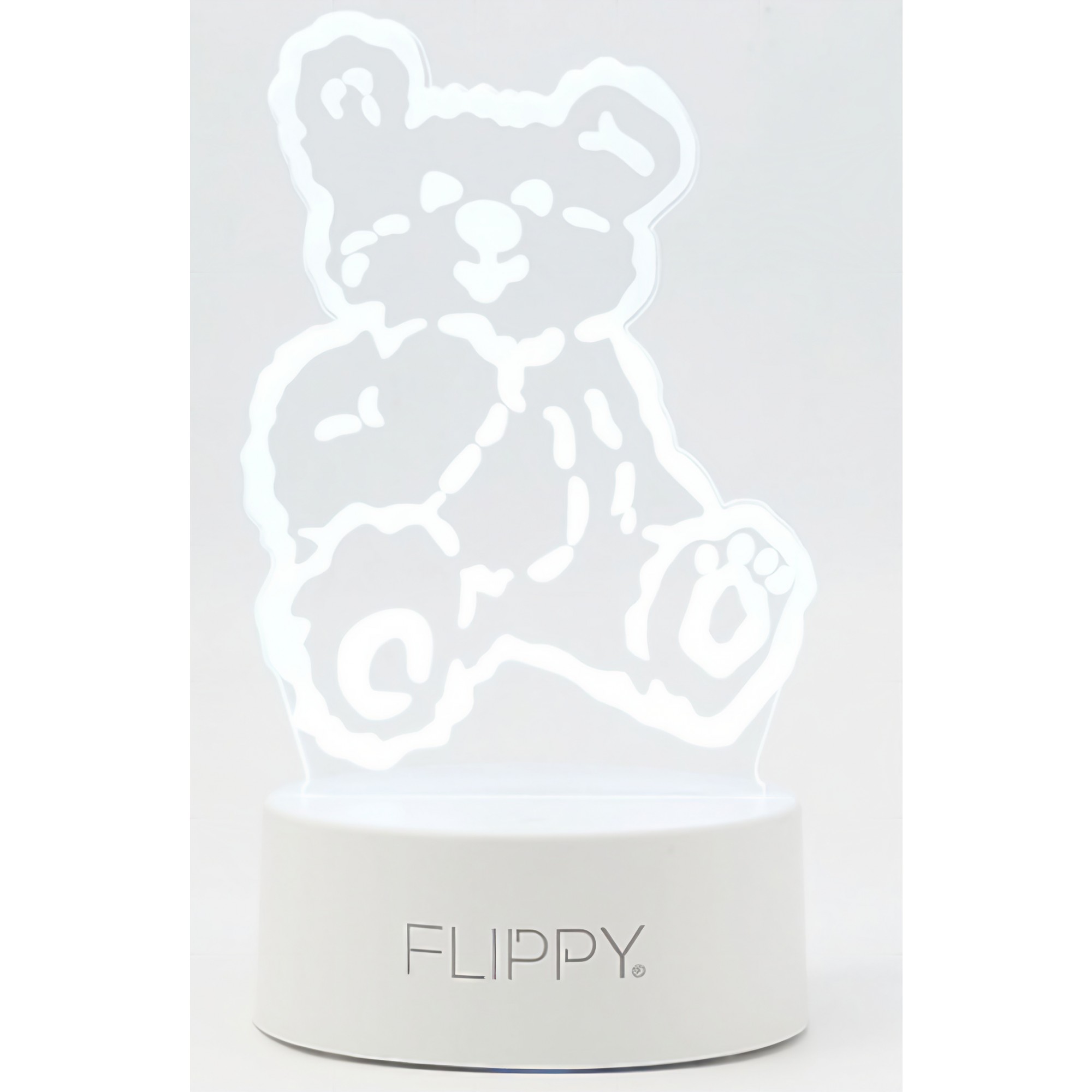 Lampa LED decorativa, , 3D, Ursulet, cu telecomanda, doua moduri de alimentare USB si baterii, 20 cm inaltime, din material acril si lumina multicolora, alb - imagine 3