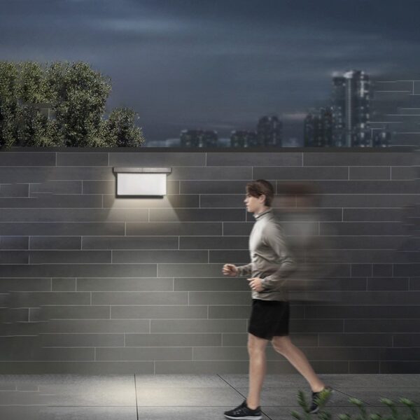 Aplica Solara De Exterior LED ,  13.5 cm x 8 cm, 150 Lumeni 60 LED 18W,  IP65, 3 trepte de lumina, Senzor de Lumina, FORMA ARC, Alb Rece - imagine 3