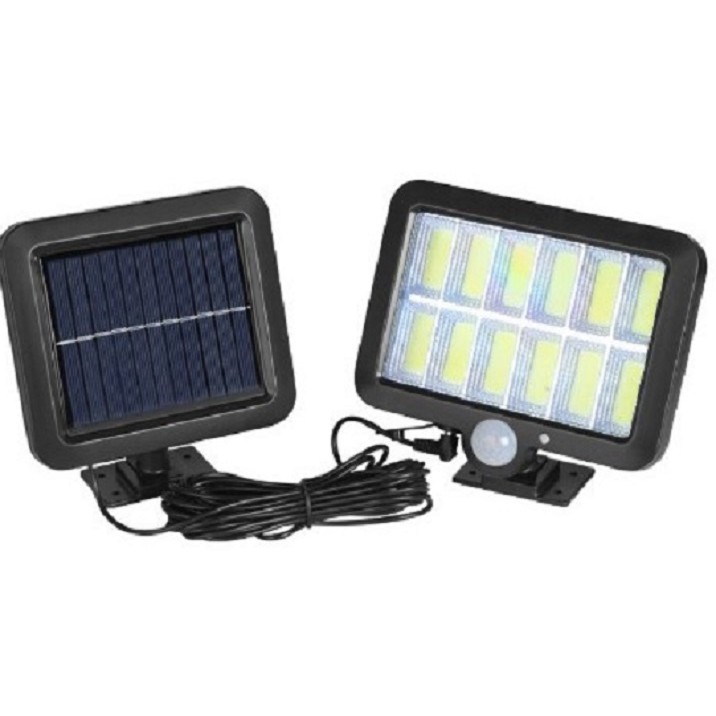 Lampa Solara LED 120 COB, , 12 Grile, Senzor de Lumina si Miscare, Lungime Cablu 5 m, Lumina Alba