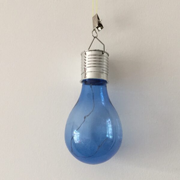 Lampa Solara LED Decorativa sub forma de Bulb, pentru exterior, suspendata, IP65, Ultron Albastru, - imagine 4