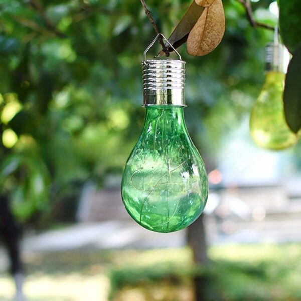 Lampa Solara LED Decorativa sub forma de Bulb, pentru exterior, suspendata, IP65, Ultron Verde, - imagine 4