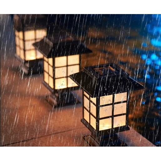 Set 2 Lampa solara Led pentru gradina, Tip felinar, , Alb cald - imagine 3