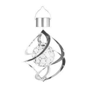 Lampa solara LED RGB spirala pentru gradina/terasa , se roteste de la vant, 35 x 5.5 cm, rezistenta la apa, tip glob de cristal, 2V, 600 mAh, multicolor