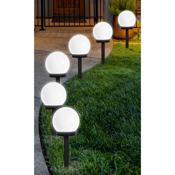 Set 2 Lampi Solare LED, Sferice, Tip Glob , Diametru 10 cm, Alb rece - imagine 4