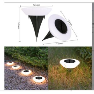 Lampa solara LED, sub forma de cerc, pentru gazon sau gradina, Rezistenta la apa, , Alb cald