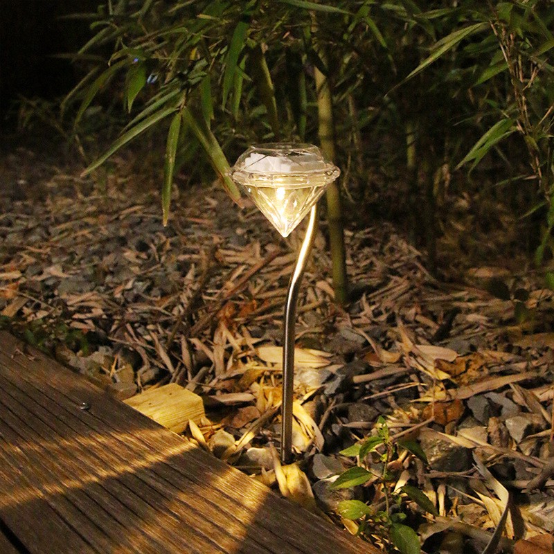 Lampa solara LED tip Diamant pentru gradina , inaltime 30 cm, 2V, ABS, 600mAh, alb cald - imagine 2