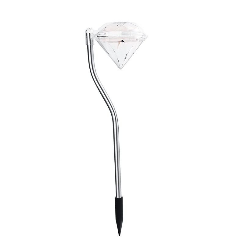 Lampa solara LED tip Diamant pentru gradina , inaltime 30 cm, 2V, ABS, 600mAh, alb cald