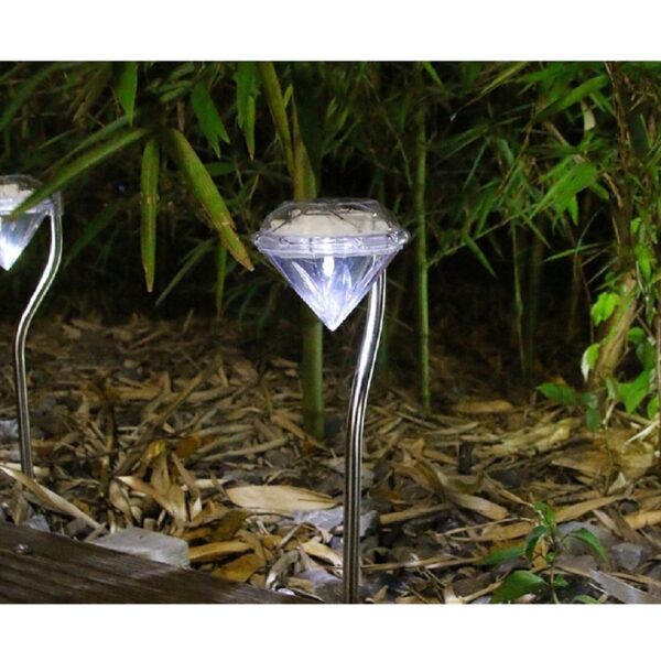 Lampa solara LED tip Diamant pentru gradina , inaltime 30 cm, 2V, ABS, 600mAh, alb rece - imagine 2