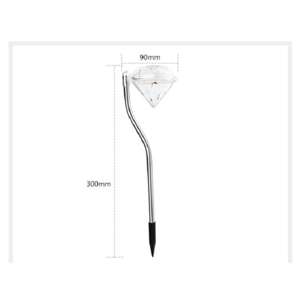Lampa solara LED tip Diamant pentru gradina , inaltime 30 cm, 2V, ABS, 600mAh, alb rece - imagine 3