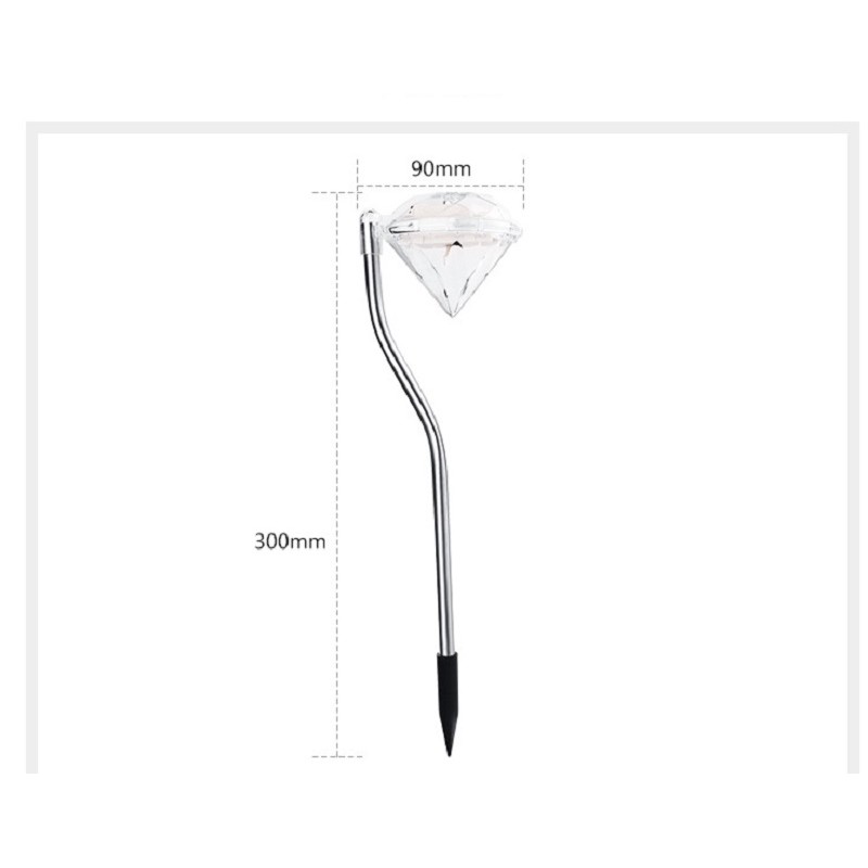 Lampa solara LED tip Diamant pentru gradina , inaltime 30 cm, 2V, ABS, 600mAh, alb rece - imagine 3