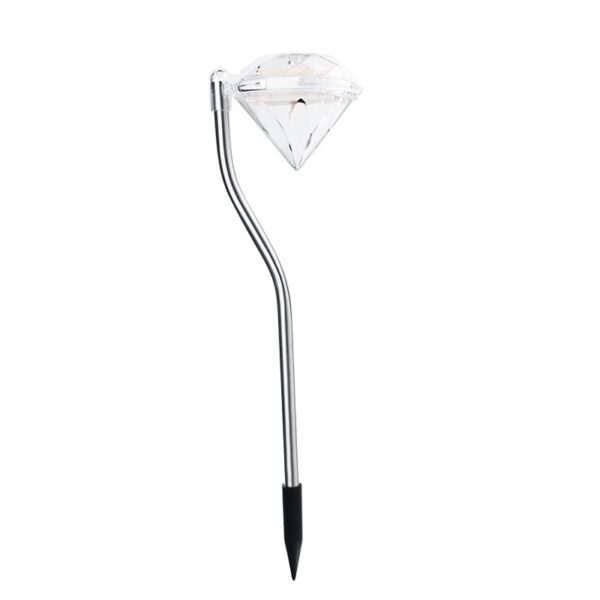 Lampa solara LED tip Diamant pentru gradina , inaltime 30 cm, 2V, ABS, 600mAh, alb rece