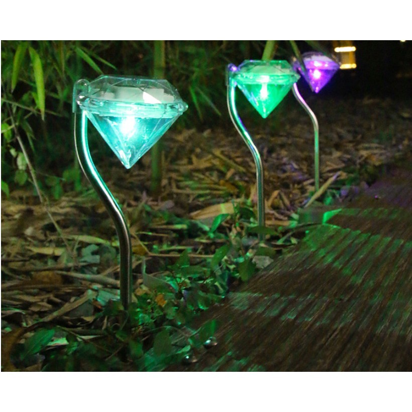 Lampa solara LED tip Diamant pentru gradina , inaltime 30 cm, 2V, ABS, 600mAh, multicolor - imagine 2