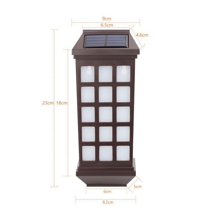 Lampa solara LED tip Felinar pentru perete , 23 x 9 cm, 1.2V, ABS, 600mAh, rezistent la apa, alb rece - imagine 2