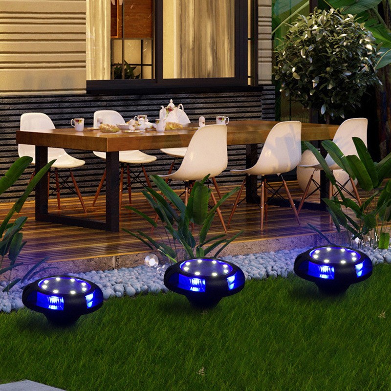 Lampa solara LED tip spot pentru gradina , cu 4 leduri laterale multicolore si 8 leduri principale alb rece, IP65, material ABS, baterie 2V, 700 mah, 11x13.5 cm, multicolor - imagine 4