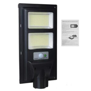 Lampa solara stradala , cu suport de prindere si telecomanda, senzor de miscare si lumina, 96 LED-uri, IP65, ABS, 5AH, 100W, temperatura culoare 6500K, 37.8x18.8x5 cm, autonomie 10-12 ore, negru