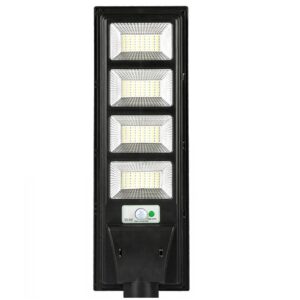 Lampa solara stradala , cu telecomanda, senzor de miscare si lumina, suport prindere, 192 LED-uri, IP65, ABS, 8AH, 200W, temperatura culoare 6500K, 58.6x18.8x5Â cm, autonomie 10-12 ore, negru