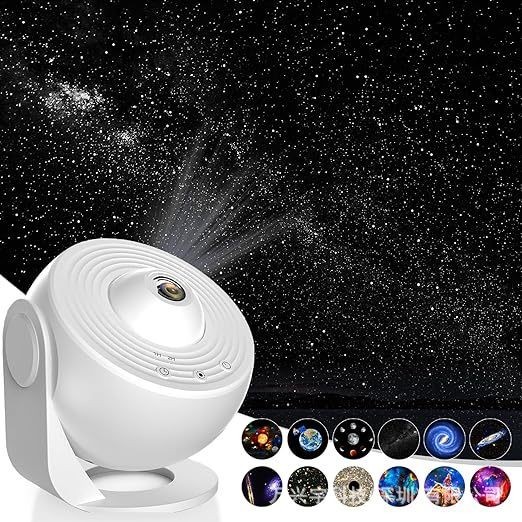 Lampa Tip Proiector Galaxie, , pentru Dormitor, Tematica Cer Instelat, Model Glob, HD, Rotire 360 de Grade, 13 Imagini, Incarcare USB, 5 W, 11.2x10.8x10.9 cm, Alb - imagine 3
