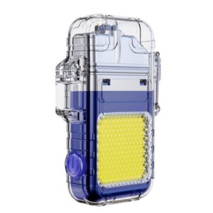 Lanterna Tip Breloc cu Bricheta, , Impermeabila, 3 Moduri Iluminare, 300 mAh, Incarcare USB-C, COB, Raza de Actiune 50 - 100 m, 7.4 x 4.9 x 1.7 cm, Albastru
