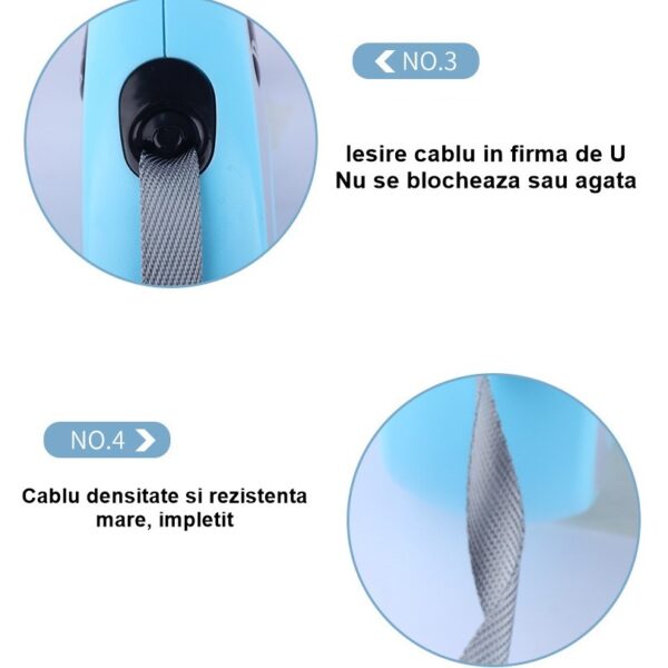 Lesa Automata Retractabila, , pentru Caini, 3m, 20 kg, ABS, Verde/Bleu, 8x12x4 cm - imagine 3