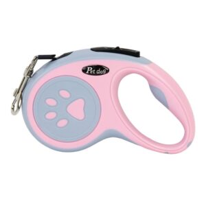 Lesa Automata Retractabila, , pentru Caini, 5m, 20 kg, ABS, Roz/Gri, 8x12x4 cm