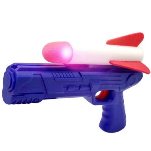 Pistol de Jucarie, , cu Lansator de Racheta, din Polistiren/Plastic, Lumina LED, +3 Ani, Albastru/Rosu