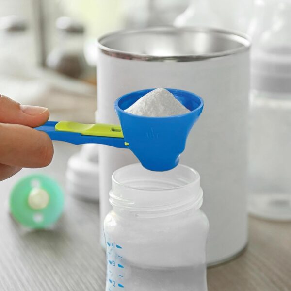 Lingura Gradata, , Tip Palnie, din Plastic, Coada Lunga, 8 x 8 x 3 cm, Albastru/Verde - imagine 2