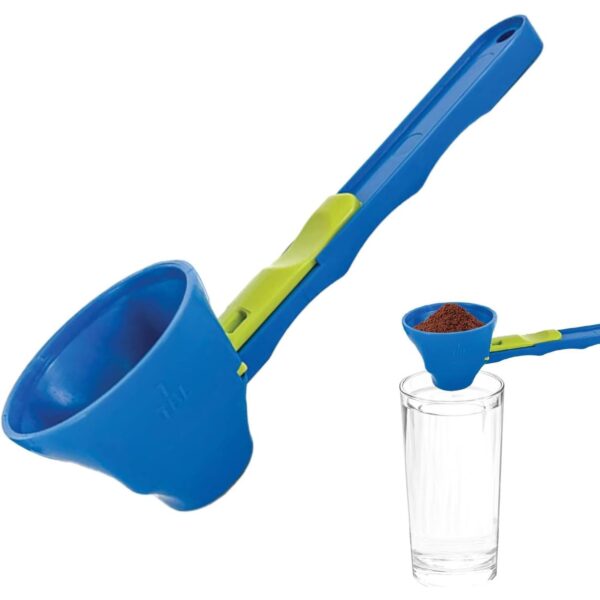 Lingura Gradata, , Tip Palnie, din Plastic, Coada Lunga, 8 x 8 x 3 cm, Albastru/Verde - imagine 3