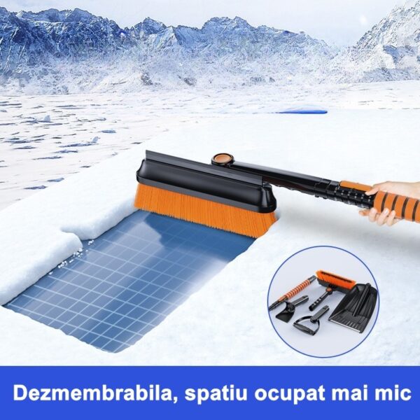 Lopata pentru zapada , 3 in 1, Perie si Racleta, Rotativa, Telescopica, Detasabila, Material Aluminiu si ABS, 100 x 25 cm, negru - imagine 3