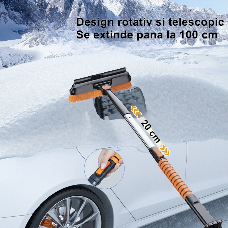 Lopata pentru zapada , 5 in 1, Perie, Racleta, 2 tipuri de Lopeti, Rotativa, Telescopica, Detasabila, Material Aluminiu si ABS, 100 x 25 cm, negru - imagine 4