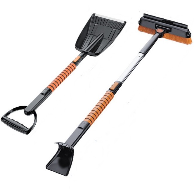 Lopata pentru zapada , 5 in 1, Perie, Racleta, 2 tipuri de Lopeti, Rotativa, Telescopica, Detasabila, Material Aluminiu si ABS, 100 x 25 cm, negru