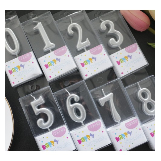 Lumanare de Tort, , Model Cifra 7, Party, 4.5 x 2.5 cm, din Parafina, Argintiu - imagine 2