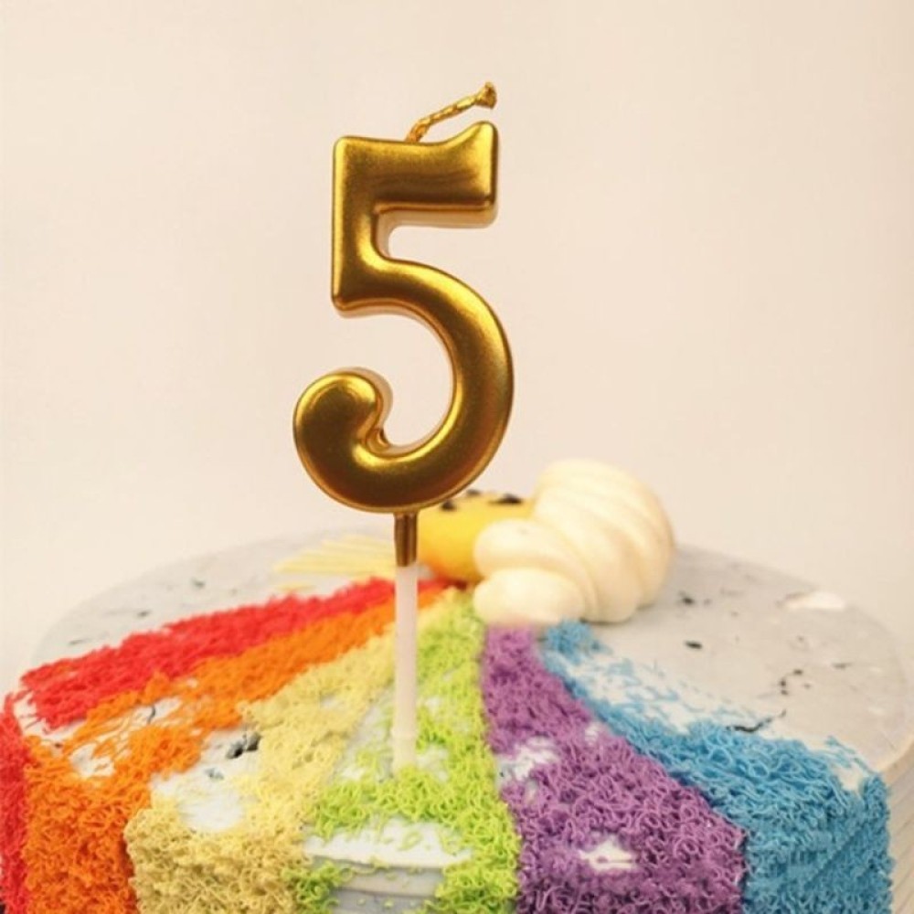 Lumanare de Tort, , Model Cifra 5, Party, 4.5 x 2.5 cm, din Parafina, Auriu - imagine 2