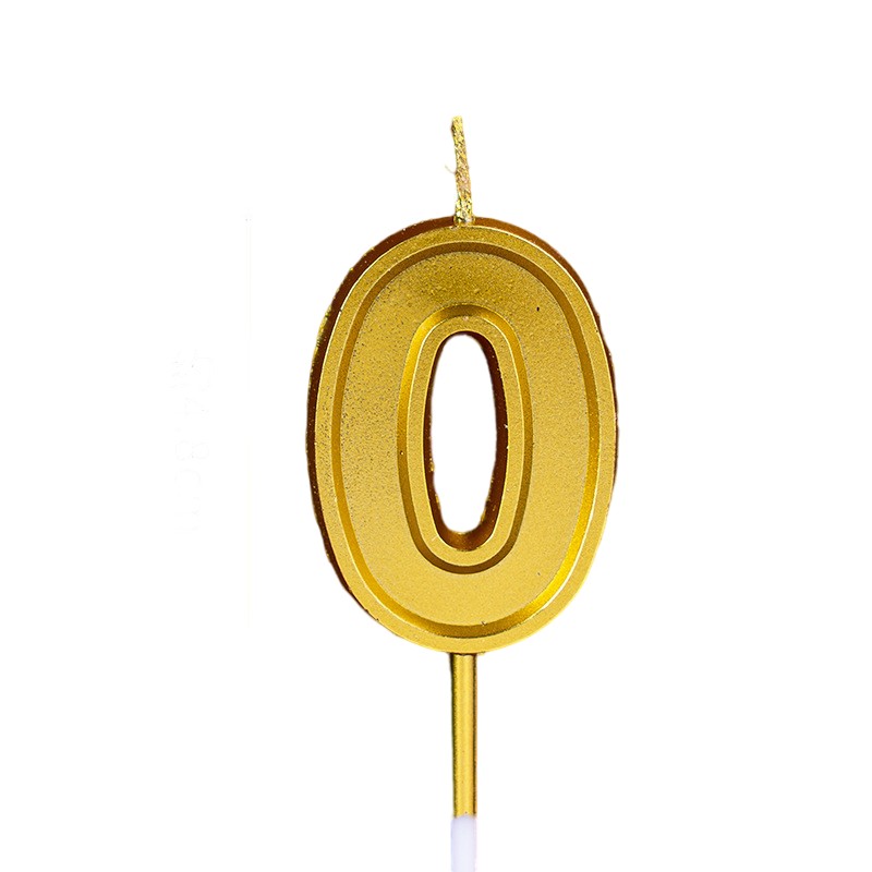 Lumanare pentru Tort Cifra 0, , 4.8 cm, Aniversare, Aurie