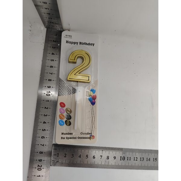 Lumanare pentru Tort Cifra 2, , 4.8 cm, Aniversare, Aurie - imagine 2