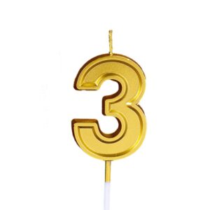Lumanare pentru Tort Cifra 3, , 4.8 cm, Aniversare, Aurie