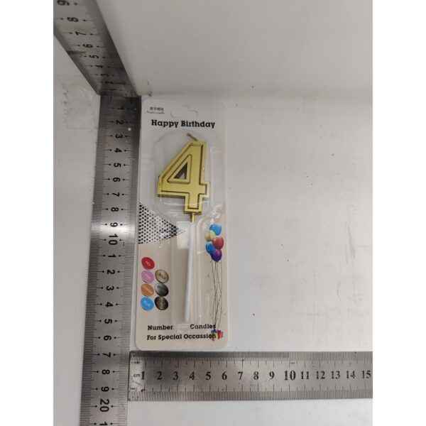 Lumanare pentru Tort Cifra 4, , 4.8 cm, Anivesare, Aurie - imagine 2