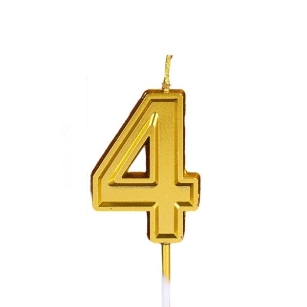 Lumanare pentru Tort Cifra 4, , 4.8 cm, Anivesare, Aurie