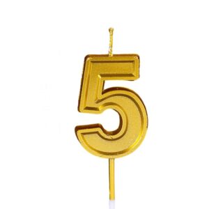 Lumanare pentru Tort Cifra 5, , 4.8 cm, Aniversare, Aurie