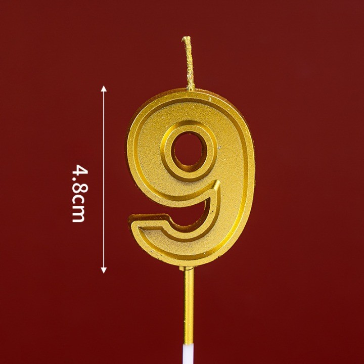 Lumanare pentru Tort Cifra 9, , 4.8 cm, Aniversare, Aurie - imagine 2