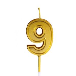 Lumanare pentru Tort Cifra 9, , 4.8 cm, Aniversare, Aurie