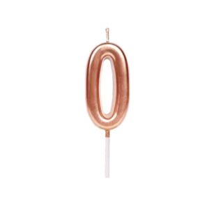 Lumanare de Tort, , Model Cifra 0, Party, 4.5 x 2.5 cm, din Parafina, Rose Gold