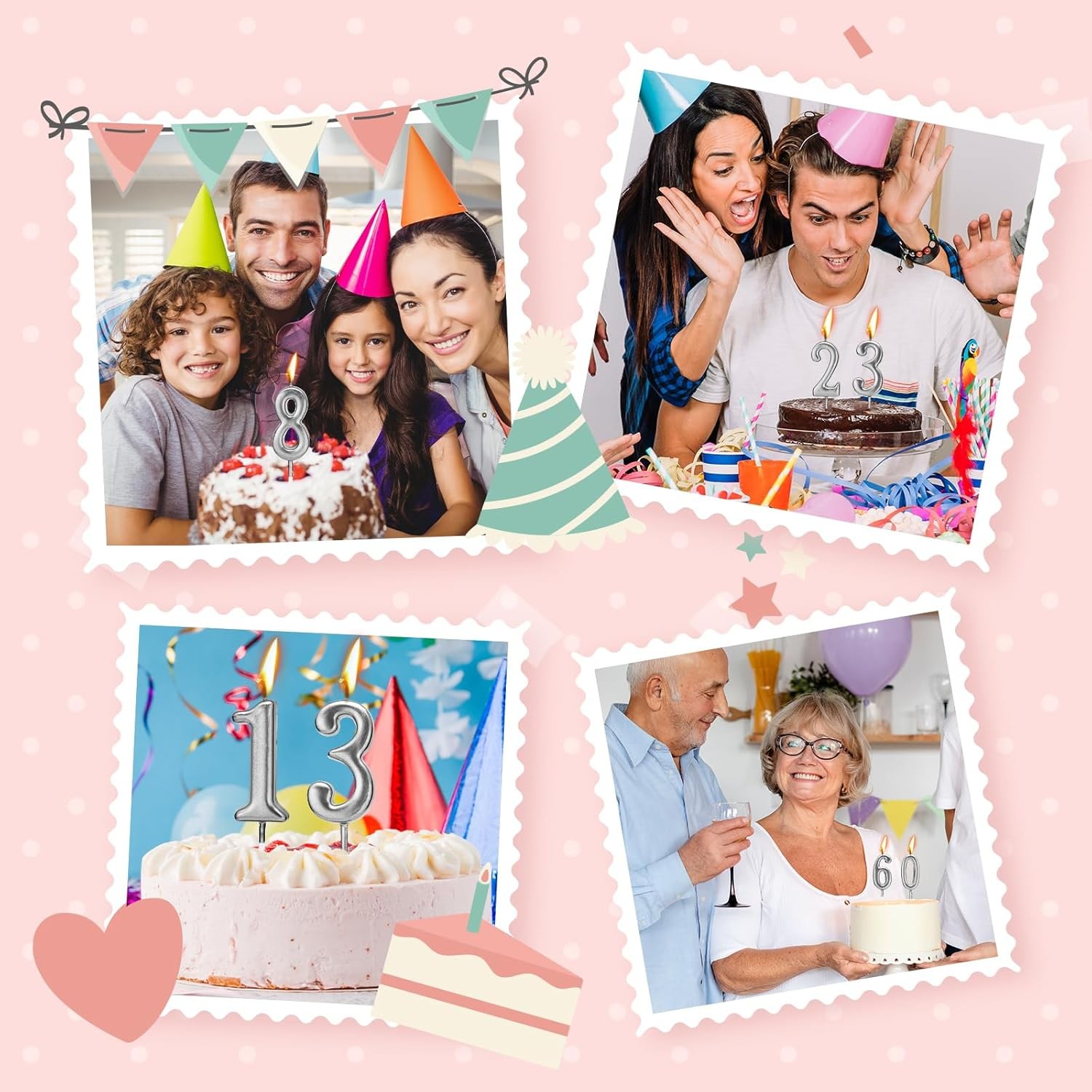 Lumanare de Tort, , Model Cifra 1, Party, 4.5 x 2.5 cm, din Parafina, Argintiu - imagine 3